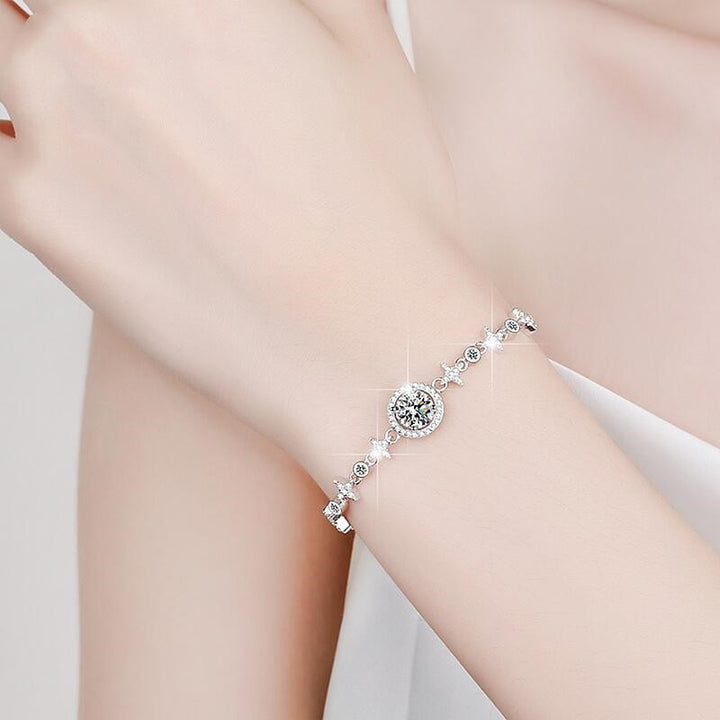 S925 Sterling Silver Mosang Diamond Women's Bracelet