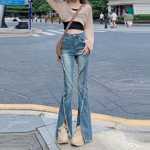 slim fit micro flared high waist jeans - MRSLM