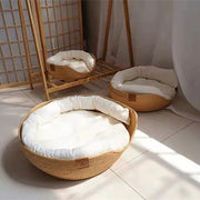 Handwoven cat nest bed with cushion, view 6 - MRSLM