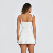 white lace patchwork slip dress, view 6 - MRSLM