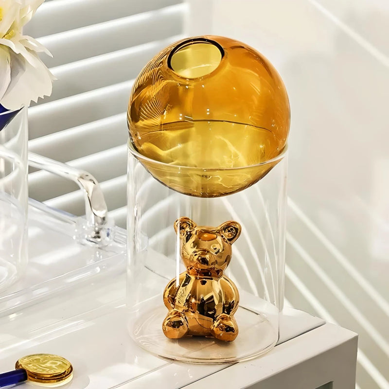 nordic bubble glass bear vase, view 5 - MRSLM