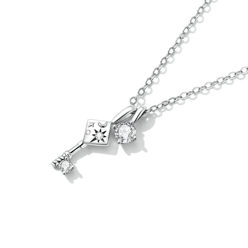 925 silver key lock necklace, view 5 - MRSLM