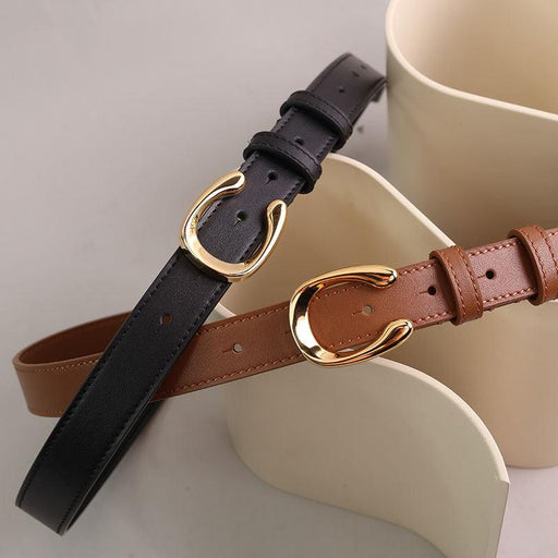 Women's cow leather belt with irregular buckle - MRSLM