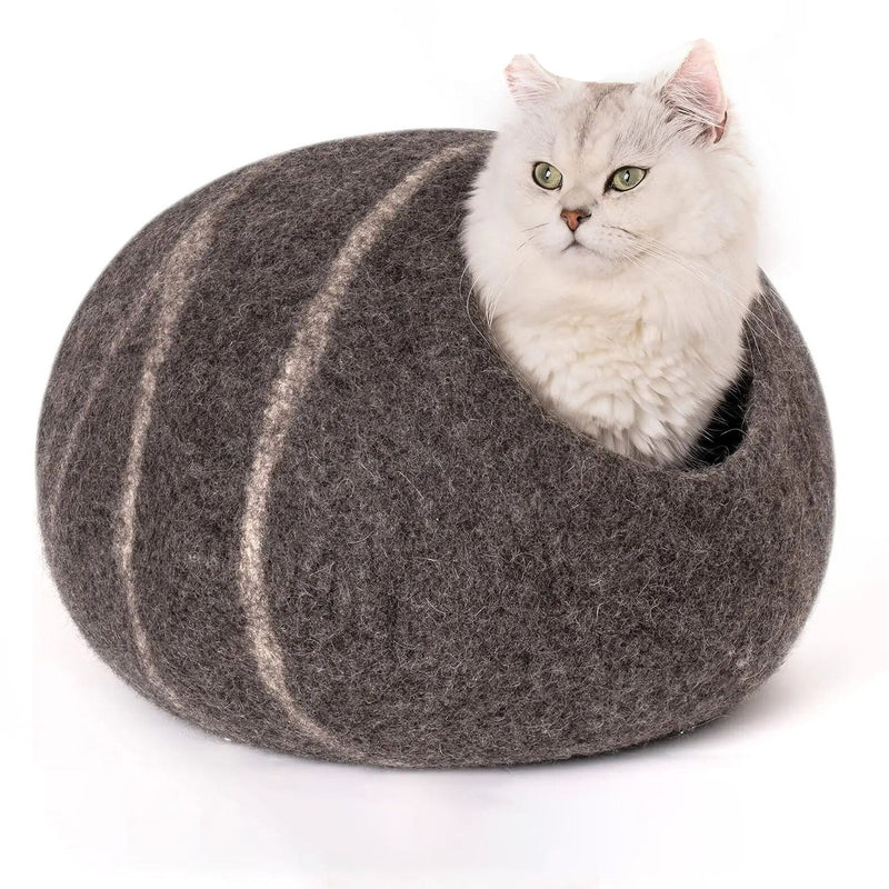 handmade felt cat bed cave, view 4 - MRSLM