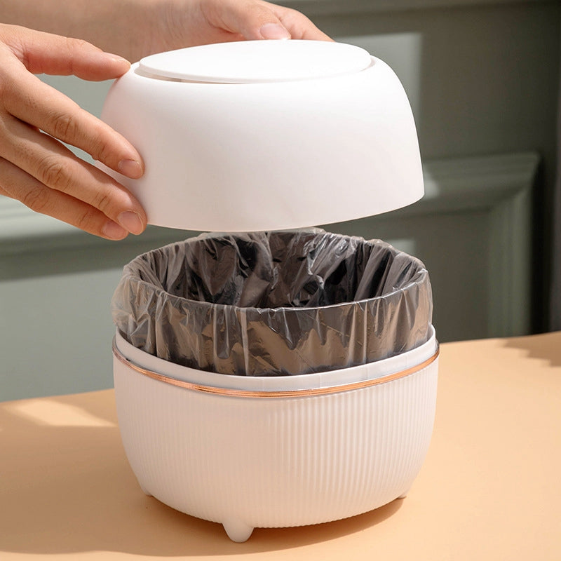 mini round desktop trash can, view 7 - MRSLM