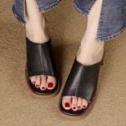 Peep toe leather sandals, view 8 - MRSLM
