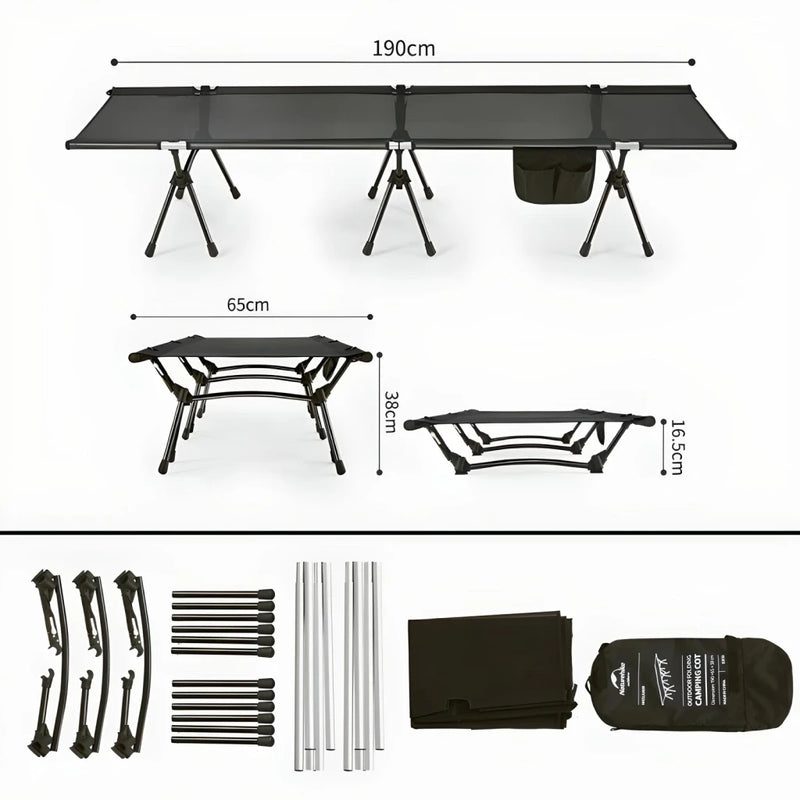 Ultralight aluminum alloy camping cot, view 6 - MRSLM