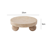 travertine sphere ball stand and tray, view 6 - MRSLM