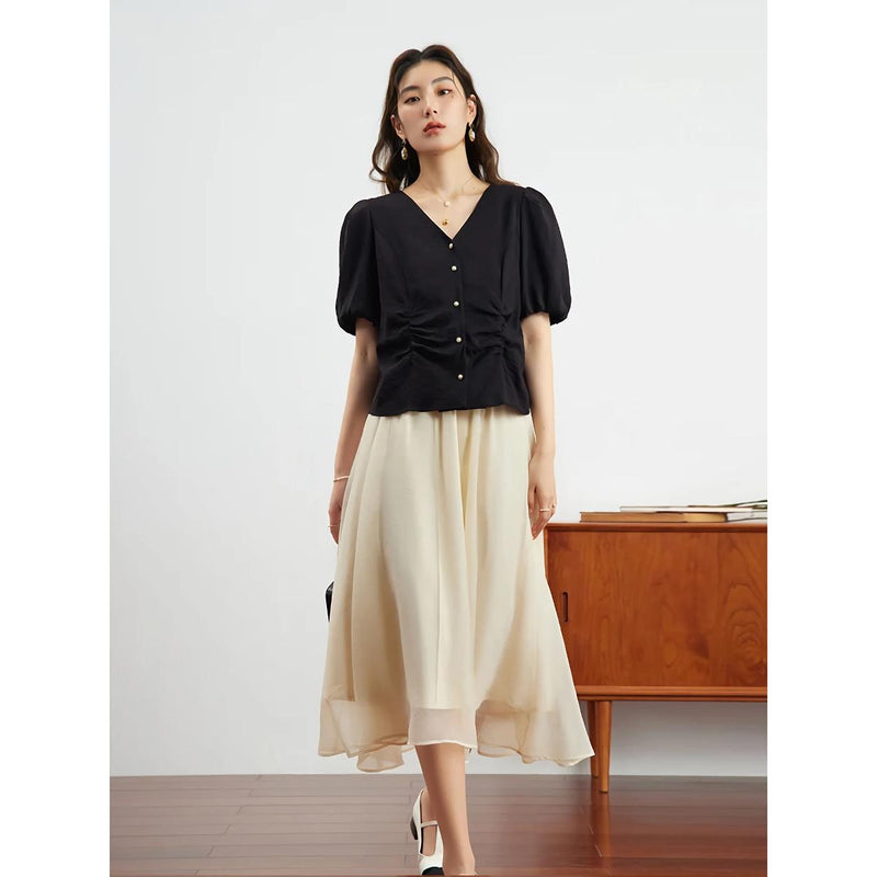 elastic waist A-line tutu skirt, view 8 - MRSLM