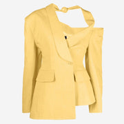 oblique shoulder women's blazer, view 3 - MRSLM