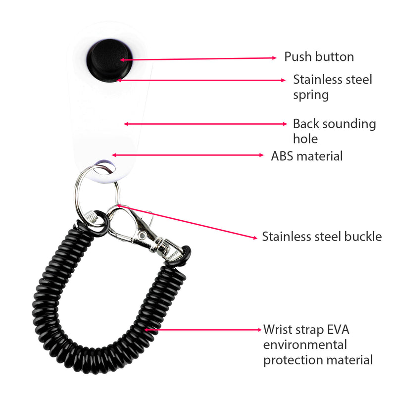 dog training clicker with wrist strap, view 7 - MRSLM