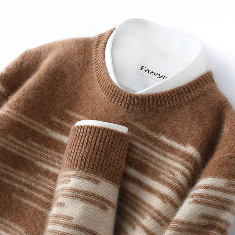 men's loose round neck sweater, view 3 - MRSLM
