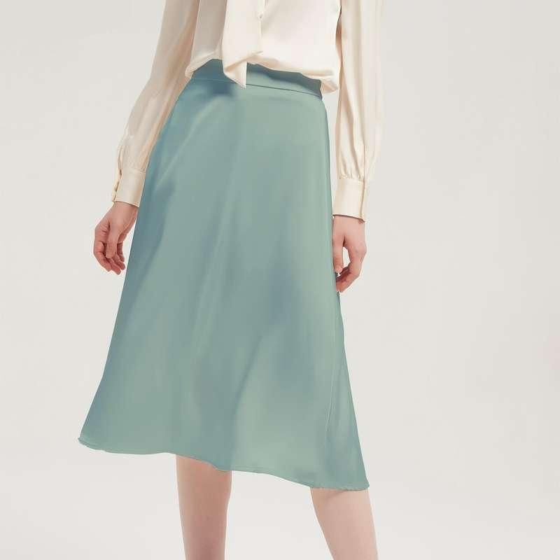 Satin Long Skirt - Elegant Vintage A-line Midi