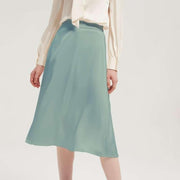 satin a-line midi skirt, view 2 - MRSLM