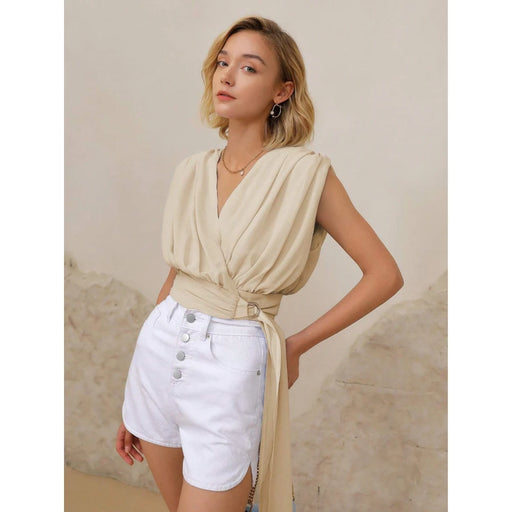women's wrap blouse, view 3 - MRSLM