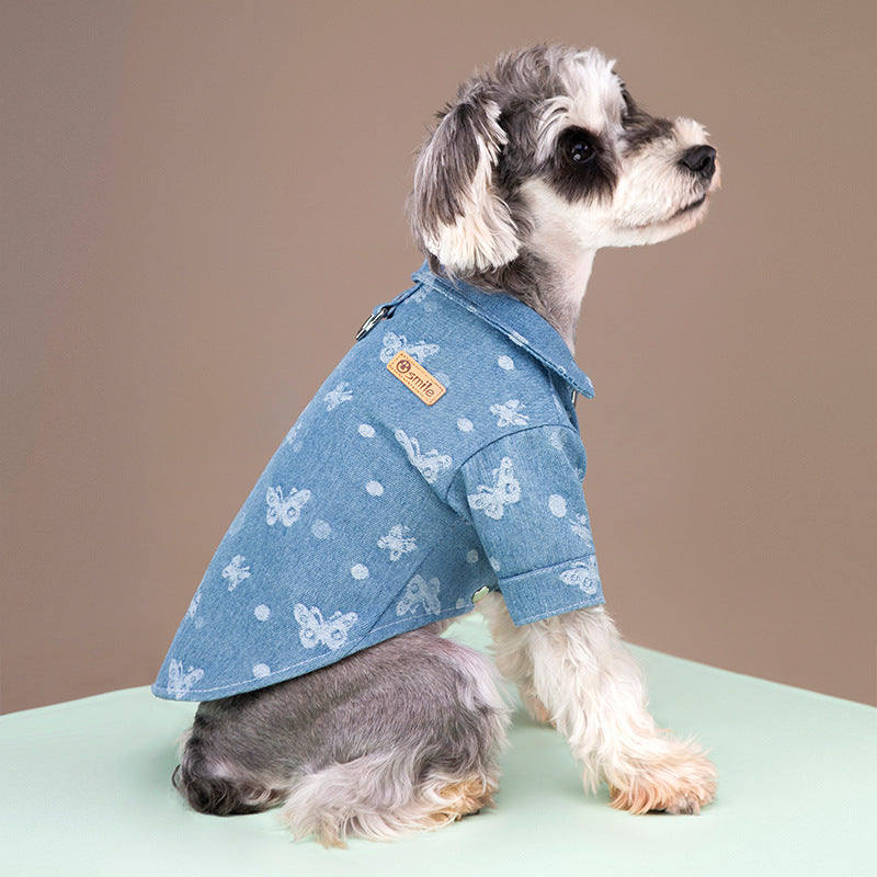 denim dog coat jacket with d-ring, view 4 - MRSLM