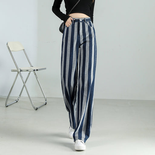 high waist vintage stripe wide-leg jeans, view 2 - MRSLM