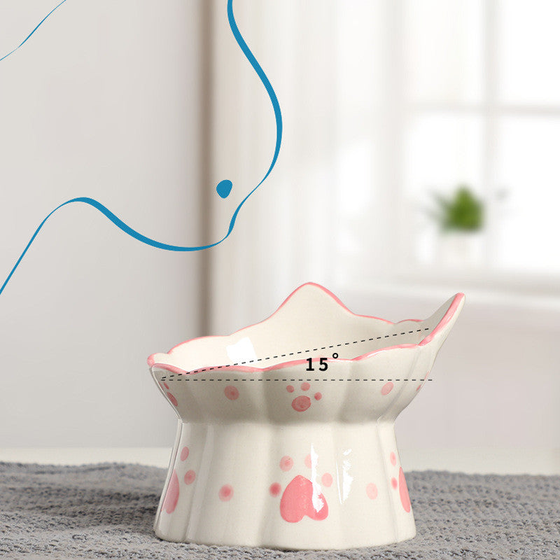 elevated ceramic pet food bowl, view 5 - MRSLM