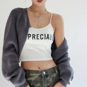 letter print cami top, view 7 - MRSLM