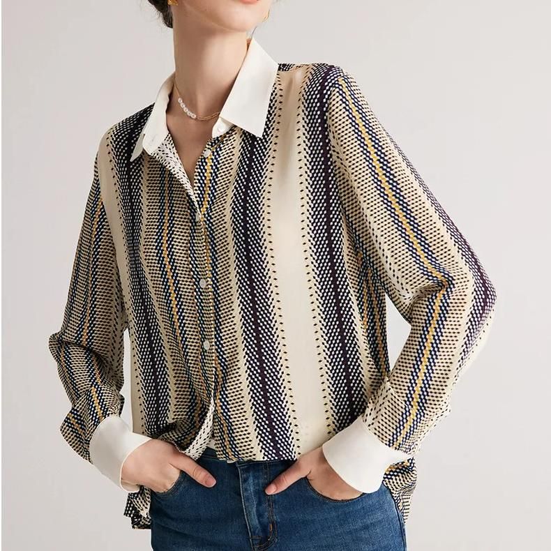 striped mulberry silk blouse - MRSLM