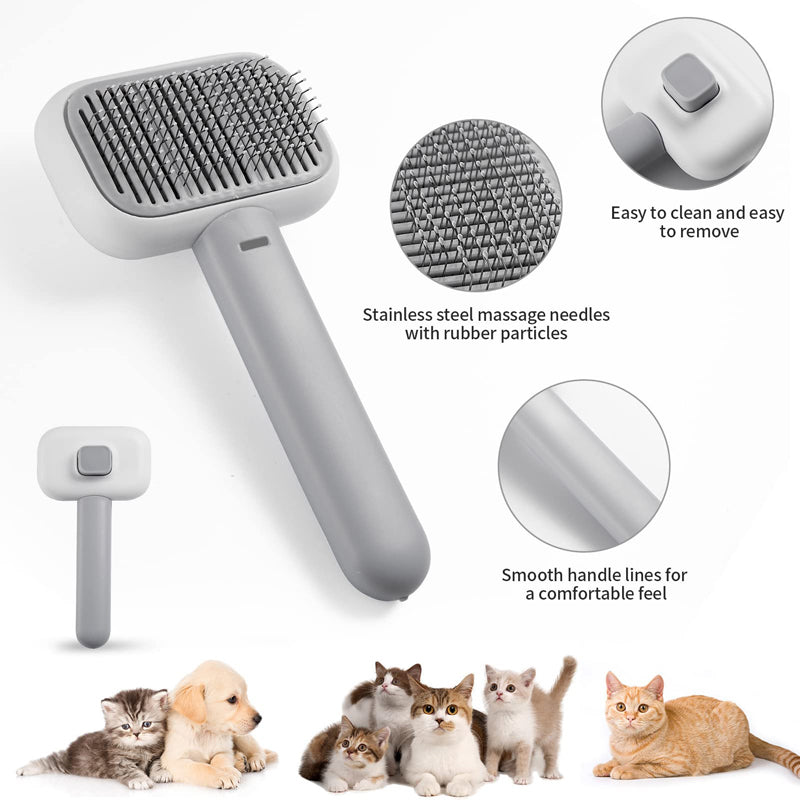 self-cleaning pet brush, view 3 - MRSLM