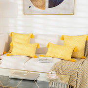 Yellow geometric embroidery cushion covers - MRSLM