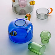 colorful glass teapot and teacup set, view 9 - MRSLM