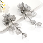 Rhinestone flower tassel earrings, view 9 - MRSLM