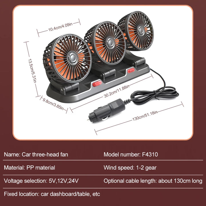 Adjustable 3-Head Electric Fan