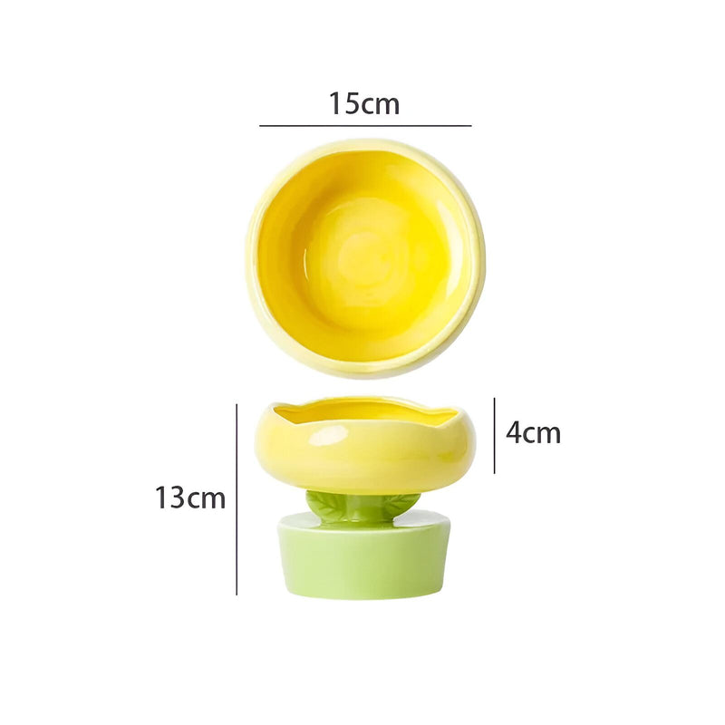 Flower-Shaped Ceramic Cat Food and Water Bowl