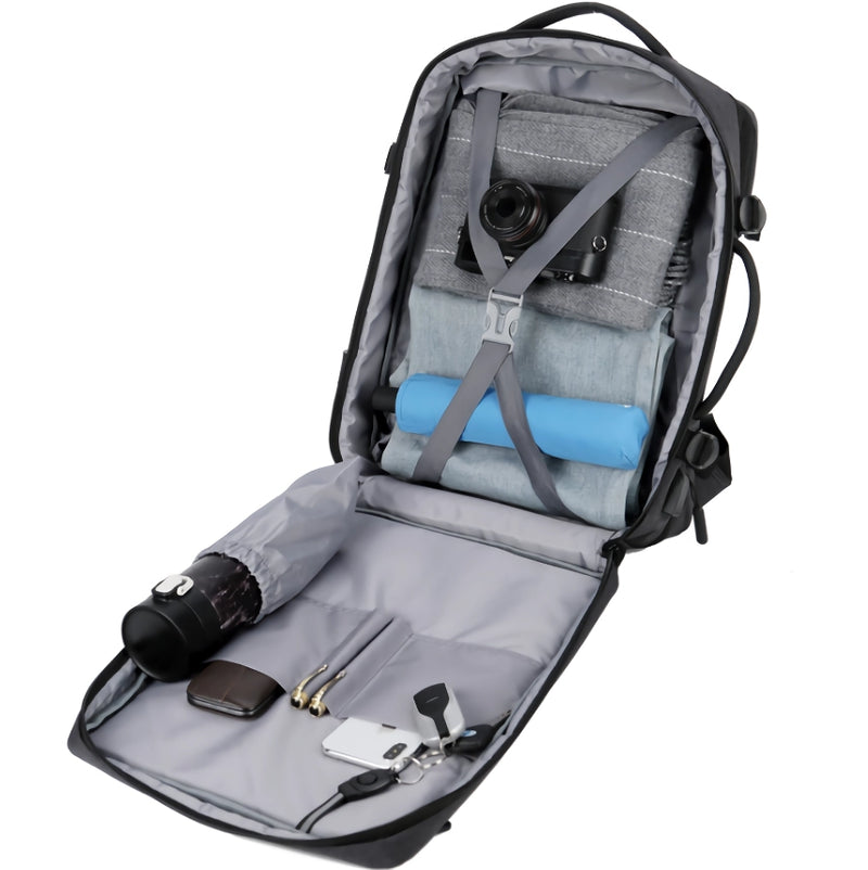 expandable travel backpack with usb port, view 9 - MRSLM