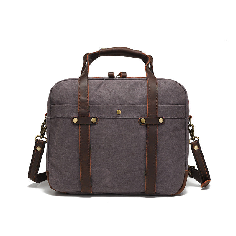 waxed canvas vintage travel briefcase, view 8 - MRSLM