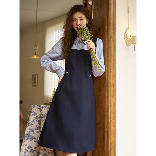 striped patchwork shirt dress, view 2 - MRSLM