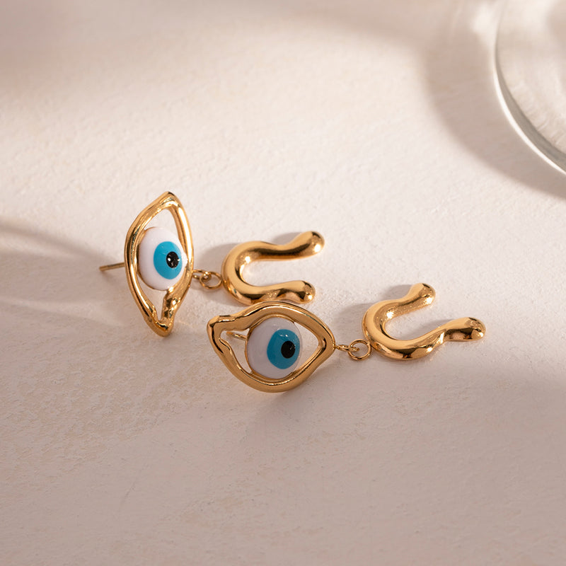 devil's eye asymmetrical earrings, view 6 - MRSLM