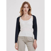 long sleeve knit crop top cardigan, view 9 - MRSLM