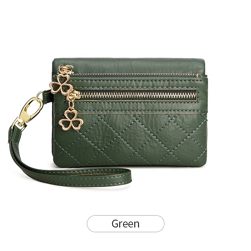 Women's Vintage Bifold Short Wallet with Wristband