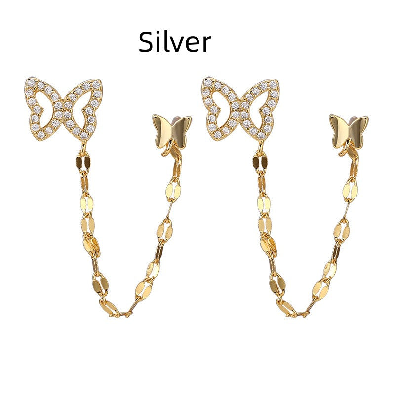 butterfly flying long earrings, view 6 - MRSLM