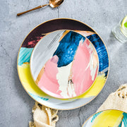 colorful cloud ceramic dinnerware set with gold inlay, view 6 - MRSLM