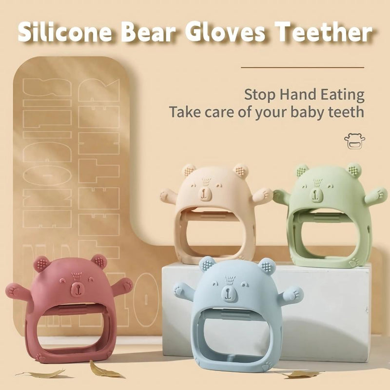 Bear silicone baby teether glove, view 7 - MRSLM