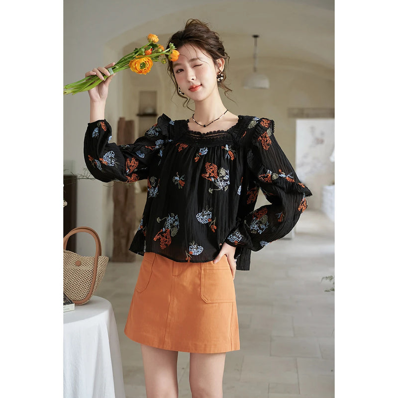 Embroidered dandelion blouse, view 6 - MRSLM