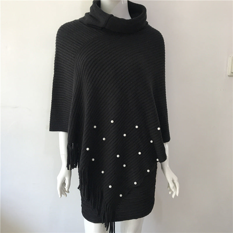 batwing tassel knit shawl, view 8 - MRSLM