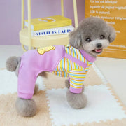 cozy striped dog jumpsuit pajamas, view 3 - MRSLM