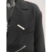 black notched collar blazer, view 6 - MRSLM