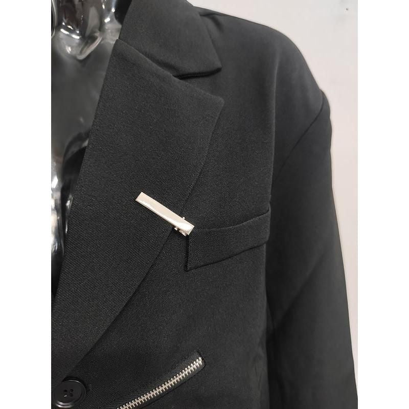 black notched collar blazer, view 6 - MRSLM