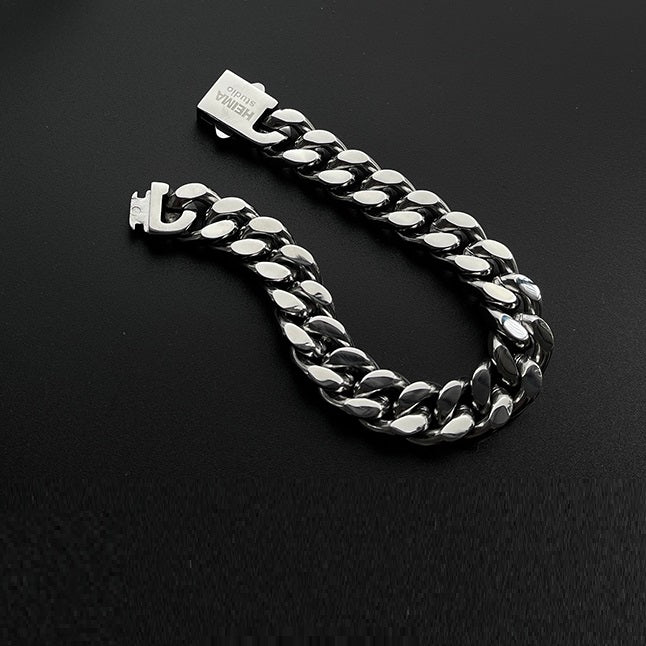 Hip Hop Simple Heavy Industry Texture Cuban Bracelet For Men