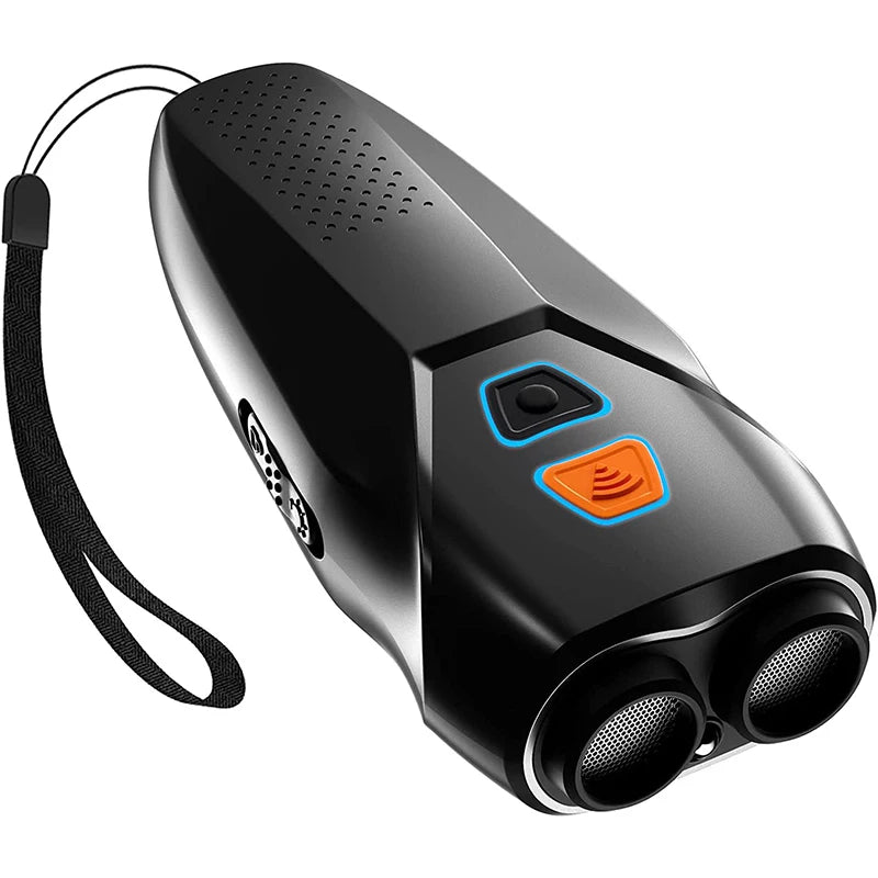 Ultrasonic dog repeller with LED flashlight, view 2 - MRSLM