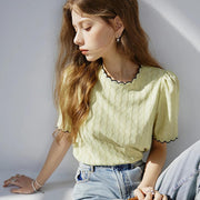 lace neckline knitted top - MRSLM