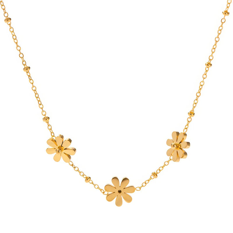 golden daisy trio necklace, view 2 - MRSLM
