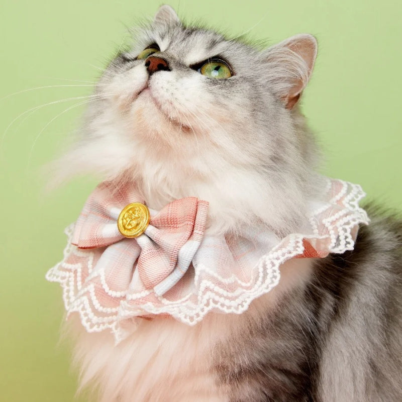 cute lace bowtie pet bib, view 6 - MRSLM