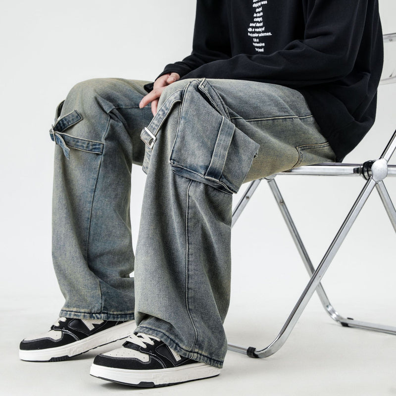american retro strap design pants, view 4 - MRSLM